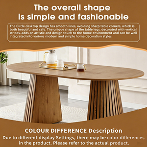 Wooden Dining <b>Table</b> Oval Slatted Base Modern Design Living Room Furniture - Product Image 5