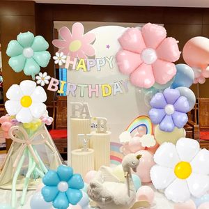 New Mini Hand Stick Single Daisy Foil Balloon White <b>Sweet</b> Candy Macaron Christmas Birthday Party Decoration Pastel Flower - Product Image 4