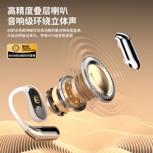 Auriculares Inalámbricos Deportivos con Gancho para la Oreja, Pantalla LCD a Color, Bluetooth 5.4, Diseño Abierto, Traducción IA Transfronteriza - Product Image 1