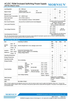 Alimentation à découpage encastrée Mornsun LMF750-23BxxUH série AC/DC 750W à sortie unique 60A 12V/24V/28V/36V/48V avec PFC