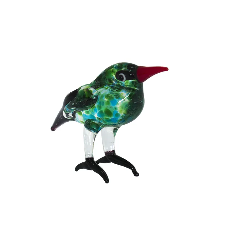 Murano clear glass unique green hummingbird animal figurines for holiday decoration