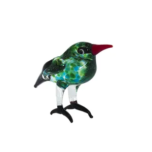 Glass Animal Figurines Murano Clear Glass Unique Green Hummingbird Animal Figurines For Holiday Decoration