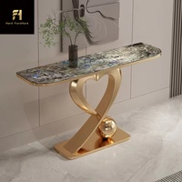 Table console en marbre en forme de cœur de luxe moderne avec base créative pour villa, salon, hôtel, couloir, couloir ou porche