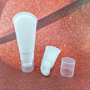 Popular <b>Model</b> Packaging 100ml White Plastic Cosmetic Empty Container Tube With Silicone <b>Foam</b> Brush Head For Face Wash Cream - Product Image 3