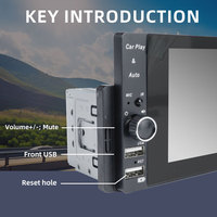 Lecteur MP5 Bluetooth pour voiture avec écran 5,5 pouces, Carplay intégré, connexion téléphone portable et vidéo de recul, sortie d'usine