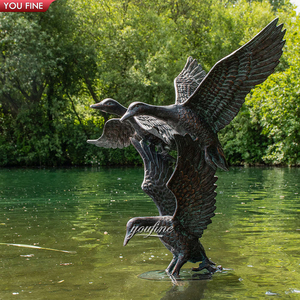 YOUFINE Statues de canards <span class=keywords><strong>en</strong></span> bronze réalistes, canards sauvages pour l'aménagement paysager des jardins et des lacs - Product Image 1
