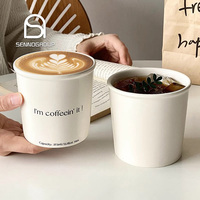 Tasse en papier avec logo personnalisé Tasse en céramique en forme de lettre blanche laiteuse mignonne Tasse à café Tasse de voyage à café