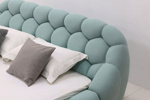 Cama <span class=keywords><strong>King</strong></span> Size Moderna Tapizada en Terciopelo |   Base de Cama Tapizada de Lujo para Recámara Principal |   Fabricante OEM Personalizado - Product Image 4