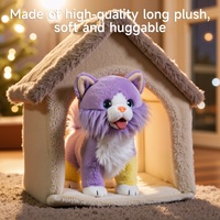 Tumama Chat en peluche robot interactif pour enfants, compagnon de compagnie à poils longs, contrôlé par télécommande, qui marche et chante, pour filles et bébés