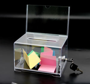 Customization Plastic <b>Suggestion</b> <b>Box</b> Storage Organizer Desk with Advertising Holder for Custom Logo - Product Image 5