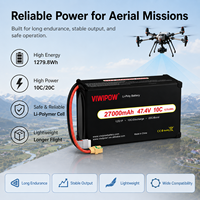 Pengiriman Cepat Baterai Drone 10C High Rate 47.4V 27000mAh 12S UAV Aman LiPo Konektor Khusus Baterai Drone Industri