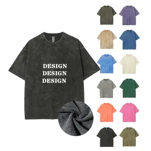 Oem Custom Logo Acid Wash T-Shirt Oversized Vintage T Shirt High Quality Blank Plus-Size Men'S Hip Hop T Shirt Adults