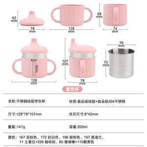 แก้วน้ำสแตนเลสสำหรับเด็ก รูปทรงน้ำเต้า ดีไซน์ปากเป็ด สำหรับเด็กอายุ 6 เดือนขึ้นไป ขวดน้ำฝึกหัดสำหรับเด็กวัยหัดเดิน - Product Image 3