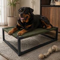 Lit surélevé pour chien et chat, cadre en fer robuste et moderne, simili cuir, amovible, lavable, respirant, confortable, portable, intérieur/extérieur