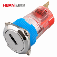 Interrupteur à clé HBAN en plastique 16 mm, étanche IP40, 250 V, interrupteur mécanique, borne à broches, 2 positions, contrôle industriel