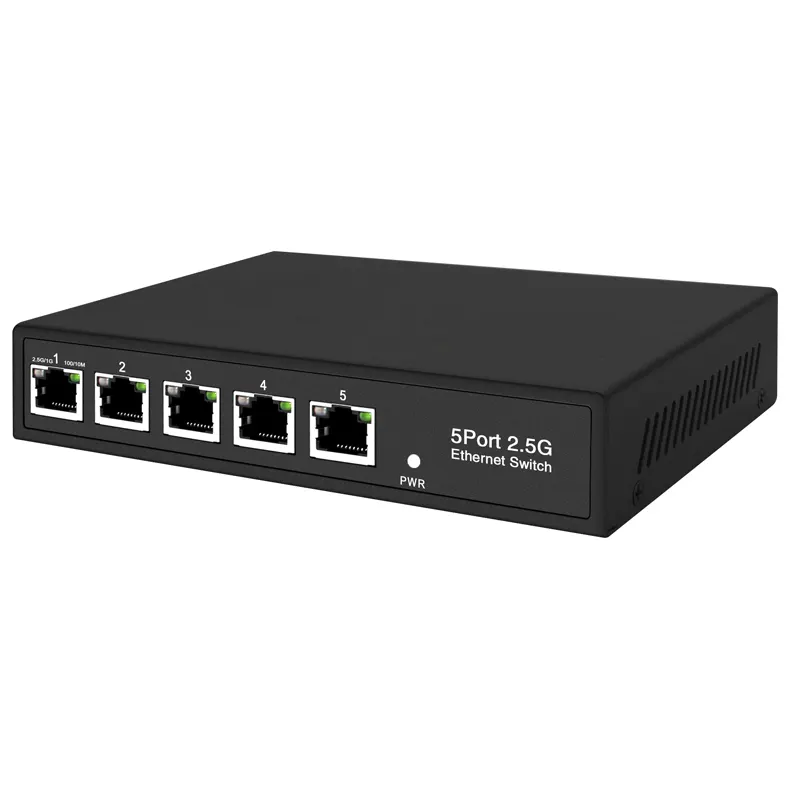 5 port 2.5Gb multi-gigabit network hub 12V 80G Bandwidth unmanaged 5-Port 2.5G metal Ethernet switch