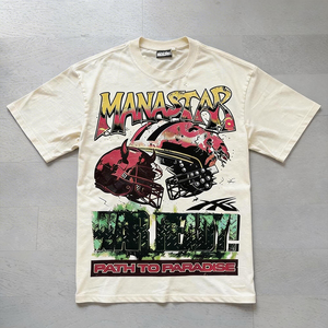 MANNA T-shirt Casual alla Moda a Maniche Corte da Uomo e Donna, Stampa Vintage Hell Star, Stesso Stile, Vestibilità Ampia, 260 Grammi - Product Image 2