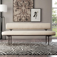 Banc en bois massif de style italien avec dossier simple, moderne, pour chambre à coucher, pied de lit, salon, usage commercial, en tissu décontracté