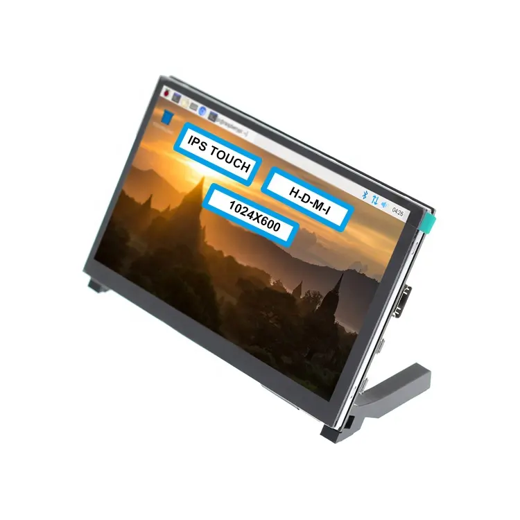 7 Inch IPS Touch Screen Monitor High Definition Multimedia Interface 1024X600 Pixel Display with Bracket for Raspberry Pi 3B+/4B