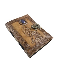Diario in Pelle Vintage Fatto a Mano con Motivo Lupo per Uomini e <span class=keywords><strong>Donne</strong></span>, Quaderno con Bordo Grezzo e Spirale per Scrittura e Appunti - Product Image 5