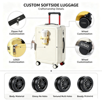Valise à roulettes ABS à poignée large 20 pouces 24 pouces unisexe étanche ultra-légère avec port de charge frontal