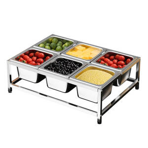 Support de service en acier inoxydable 1/6 à une rangée pour les magasins de thé au lait, compartiment pour poudre de fruits et assaisonnements, utilisation commerciale sur comptoir - Product Image 1