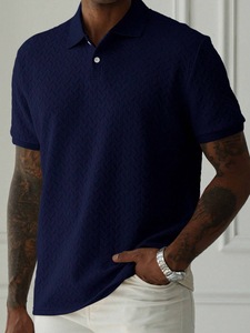 Nuovo Top da uomo europeo americano Casual per forniture transfrontaliere Jacquard a maniche corte per <span class=keywords><strong>Polo</strong></span> con risvolto a due bottoni - Product Image 3