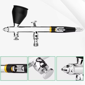 Dual Action Airbrush 9cc 1/3 oz Fluid Cups Quick Remove Air Cap Nozzle Gravity Feed with Accessories - Product Image 2