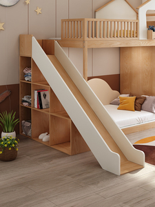 Letto a soppalco in legno massello dal design moderno a casetta sull'albero <span class=keywords><strong>per</strong></span> bambini 0-3 anni, culla alta/bassa con scivolo, personalizzabile <span class=keywords><strong>per</strong></span> uso in camera da letto - Product Image 5