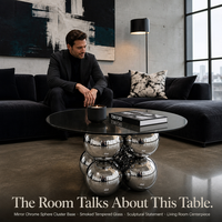 Table basse ronde en verre et acier inoxydable de style nordique moderne pour le salon, meubles écologiques et durables