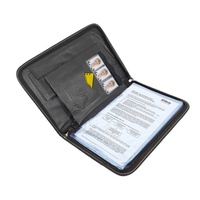 Vente en gros de portefeuilles personnalisés pour hommes, porte-fichiers A4 en similicuir artificiel noir avec fermeture éclair