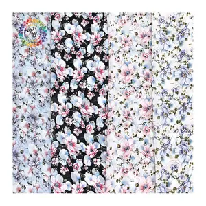 100% Polyester Doux Sentiment de Main Imprimé Fleurs De Cerisier Perle En Mousseline De Soie Tissu