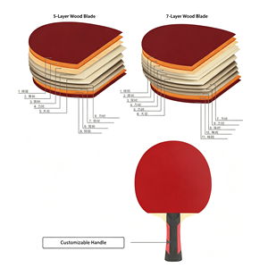 Raquette de tennis de table professionnelle, écologique et durable, en bois massif monocouche, caoutchouc à picots longs en carbone, éponge de 1,8 mm, poignée horizontale - Product Image 6