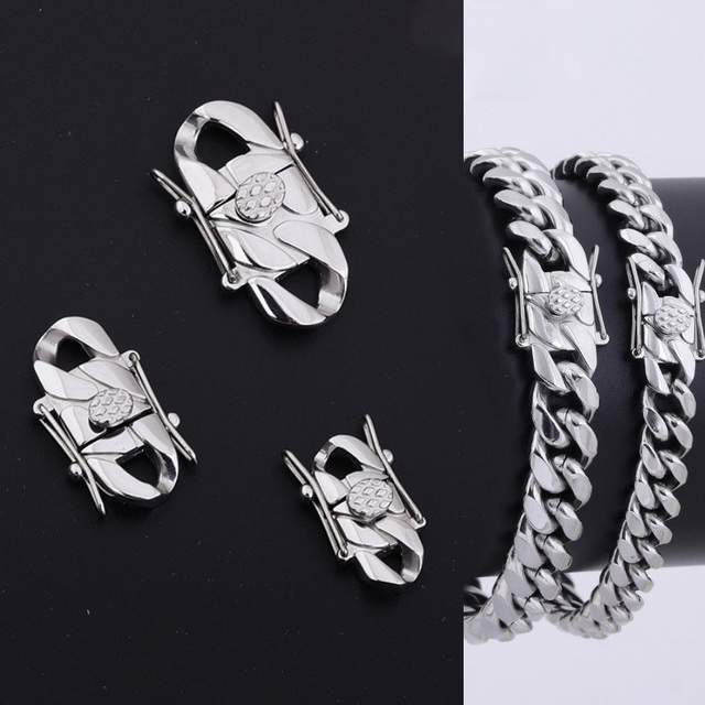 Best Sale Stainless Steel DIY Cuban Chain Bracelet Clasp for Jewelry Making Buckle Findings
