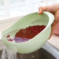 Saringan Cuci beras, saringan keranjang penyaring buah sayuran mangkuk pengering alat pembersih Kit dapur aksesoris Gadget
