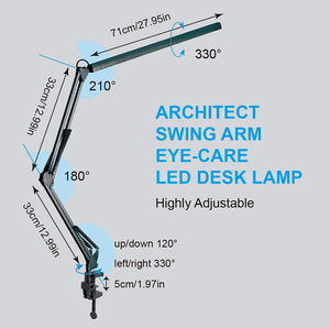 Wenkai Nhà Máy Màu Đen Có Thể Điều Chỉnh Linh Hoạt Đọc Sách Đu Cánh Tay Thay Đổi Độ Sáng Phác Thảo Kiến Trúc Kiến Trúc Nhiệm Vụ LED Bàn Nail Bảng Salon Đèn - Product Image 3