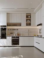 Ensemble d'armoires de cuisine multifonctionnelles en bois mélaminé écologique, style shaker américain moderne, facile à nettoyer