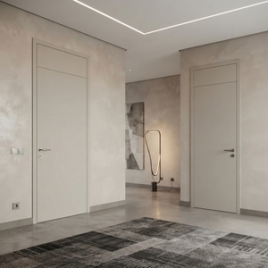 Porte intérieure moderne minimaliste en HPL avec cadre gris mat alliant élégance contemporaine et savoir-faire durable. - Product Image 5