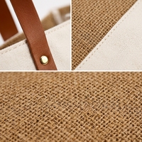 Sac de shopping en jute et lin, sac fourre-tout réutilisable, sac à bandoulière décontracté pour les courses quotidiennes et les voyages