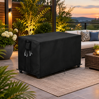 Housse de protection rectangulaire pour foyer extérieur à gaz, imperméable, en polyester 600D, pour barbecue et table, avec poignées rembourrées et ourlet à cordon de serrage