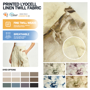 Tissu sergé en lyocell et lin imprimé, personnalisé et tendance, pour vêtements féminins - Product Image 1