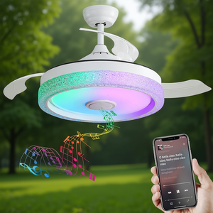 Ventilador de Techo LED Moderno de 42 Pulgadas con 3 Aspas, Motor DC, Control Remoto, Aplicación Inteligente, Luz Empotrada con Función Musical - Product Image 2
