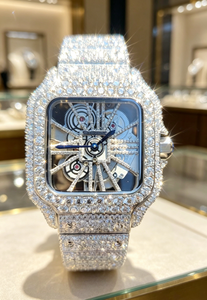 Montres de luxe pour hommes serties de diamants VVS Moissanite, mouvement automatique ajouré, <span class=keywords><strong>bracelet</strong></span> en acier inoxydable - Product Image 2