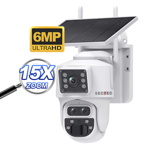 Caméra de surveillance réseau 3K avec zoom 15X, carte SIM 4G, capteur CMOS solaire extérieur, vision nocturne panoramique/inclinaison et liaison d'alarme - Product Image 1