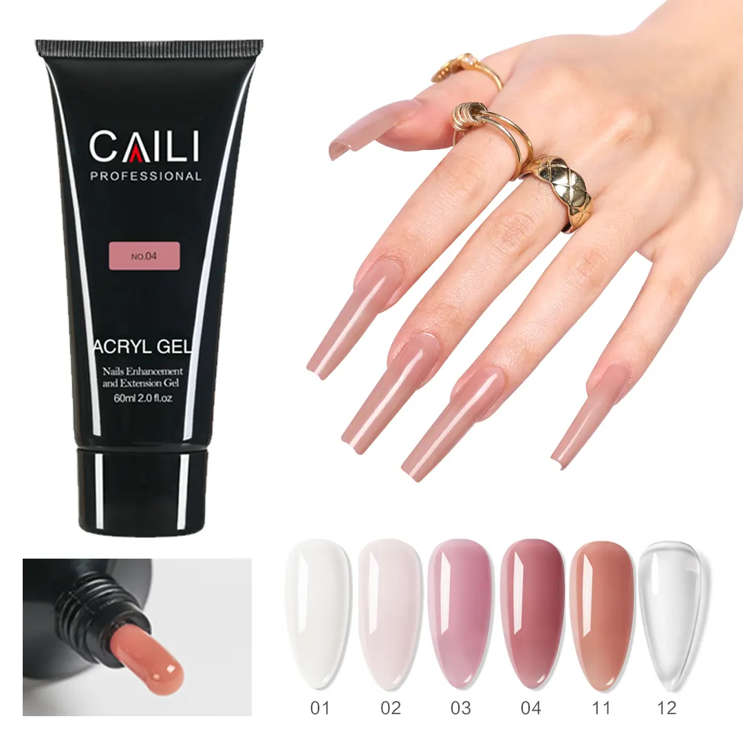 Gel d'extension d'art d'ongle de couleurs claires 60ml imbiber l'ensemble de vernis à gel doux acrylique rapide Poly