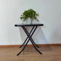 Table en verre pliable de loisirs en plein air, gain de place, en verre miroir noir carré, vente chaude mondiale