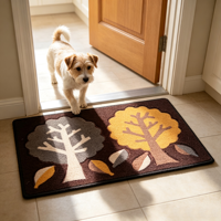 Tapis d'entrée décoratif en polyester tissé antidérapant et absorbant à motif d'arbre d'automne pour la saison des fêtes, idéal pour la porte d'entrée et la décoration intérieure