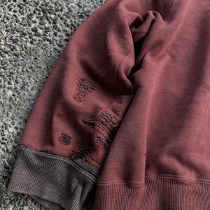 เสื้อฮู้ดดี้ครอปทรงหลวมสำหรับผู้ชาย ผ้าฝ้าย 100% ซักแบบวินเทจ แต่งซิปปิด คอตตอนเฟรนช์เทอร์รี่ รุ่น Heavyweight Custom Hole - Product Image 5