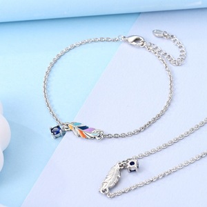 Pulsera de Plata <span class=keywords><strong>925</strong></span> con Moissanita, Diseño de Corona y Pluma Bohemia, Estilo Cristiano, Venta Caliente Transfronteriza - Product Image 2