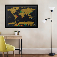 Mapa Rascable de Lujo para Marcar los Países Visitados, Póster Decorativo para Sala de Estar, Mural de Papel Recubierto de Cartón, Tamaño Personalizado